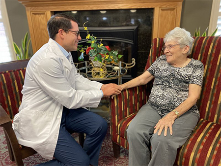 doctor shaking hands with patient